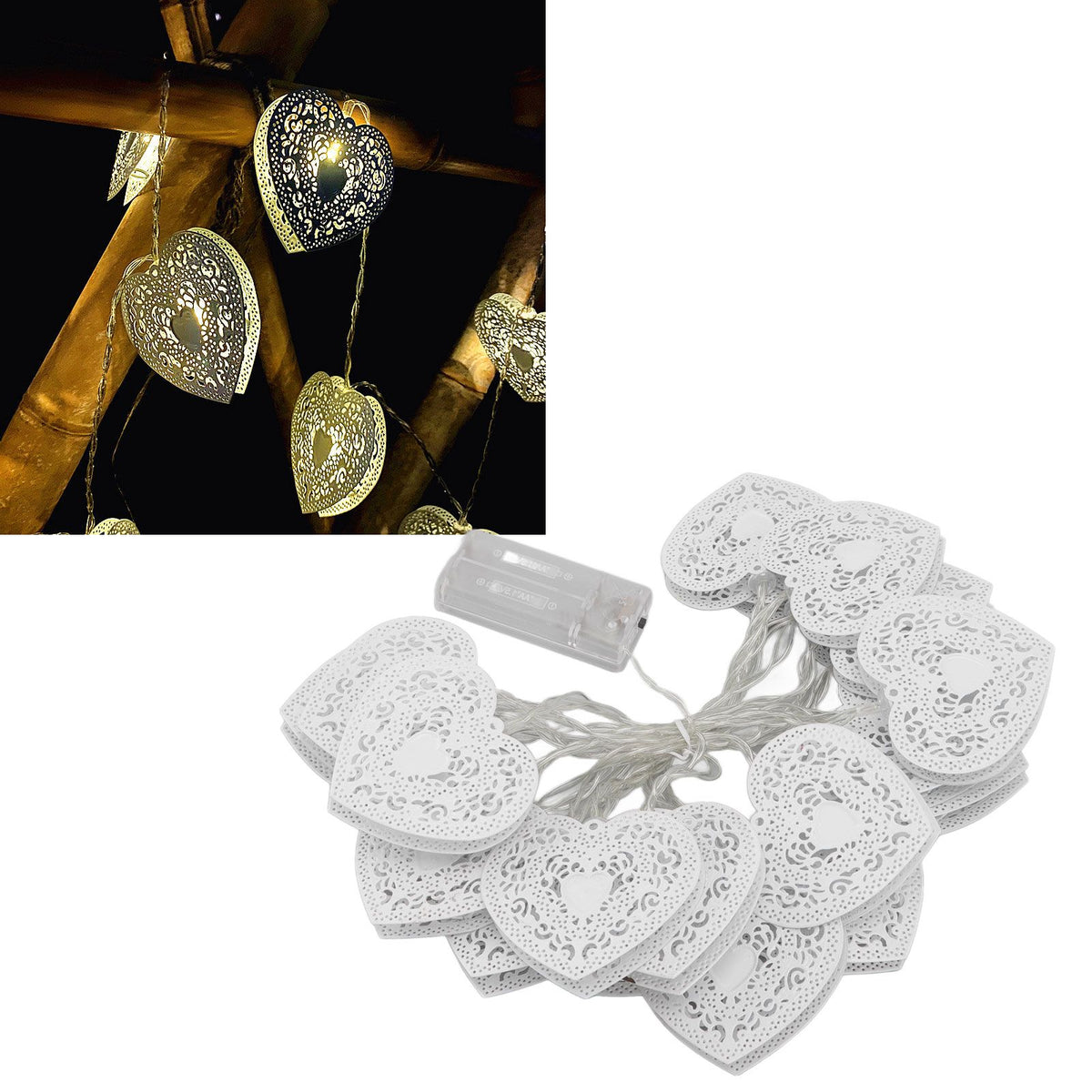LED Love String Lights Iron 3 Meter Warm 20 Lamp Beads White Decoration Light for Valentine's Day Wedding