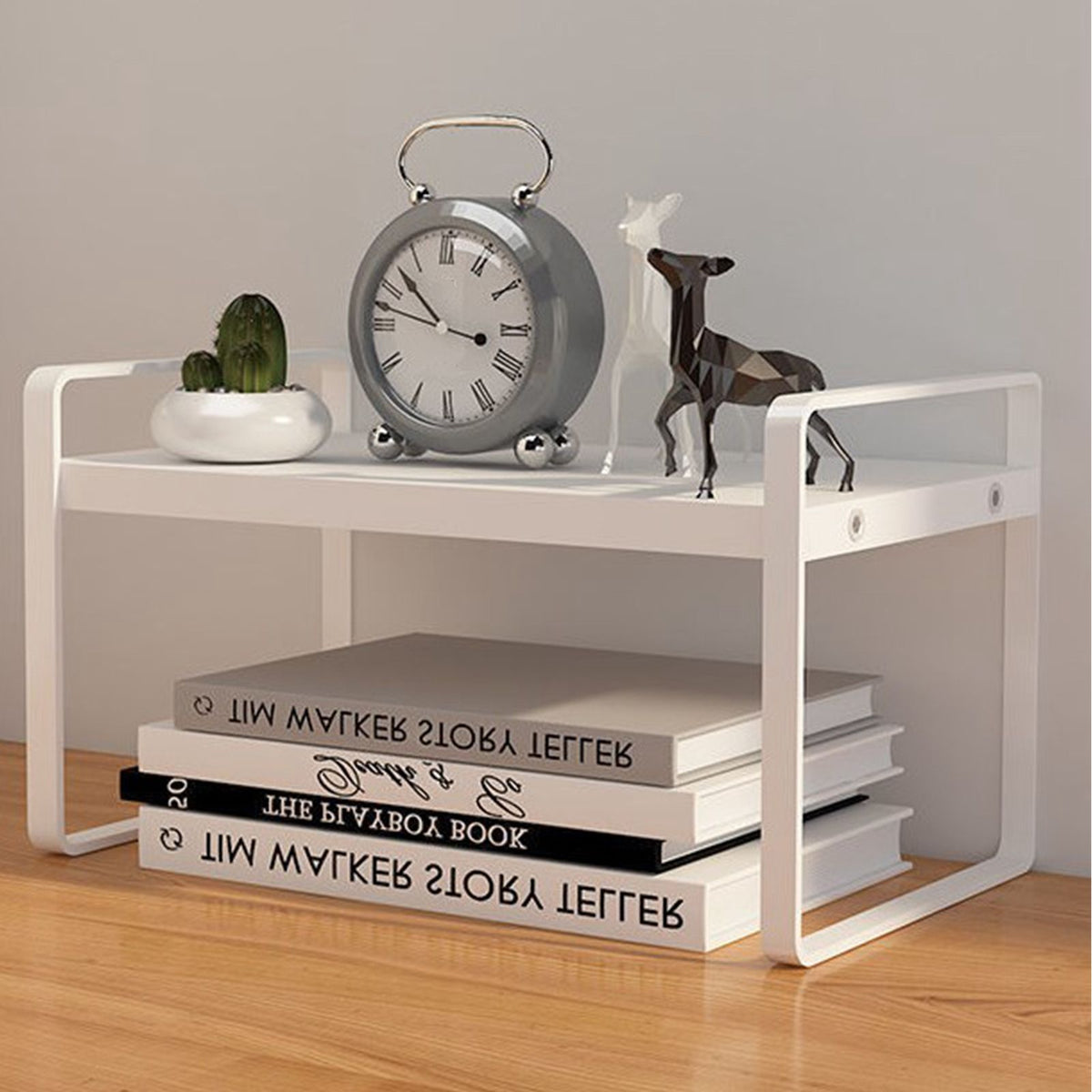 Desktop Bookshelf Organizer Desktop Organizer Office Storage Rack Warm White Simple Style