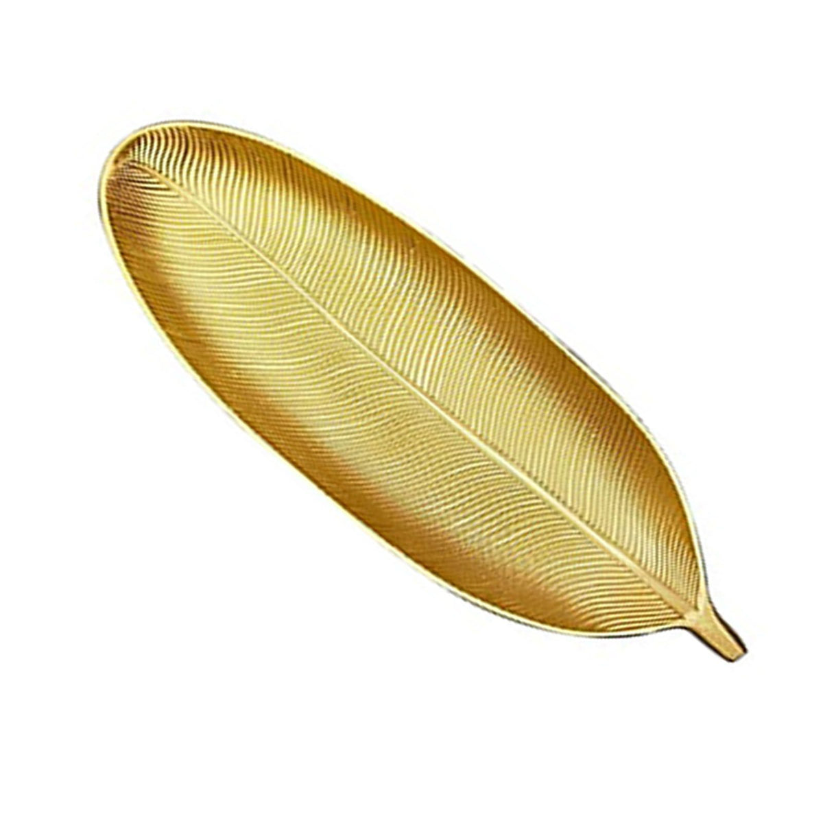 Fruit Plate Golden Style Leaf Shape Brushed Appearance Compact Density Board Serving Dessert Plate for Home S