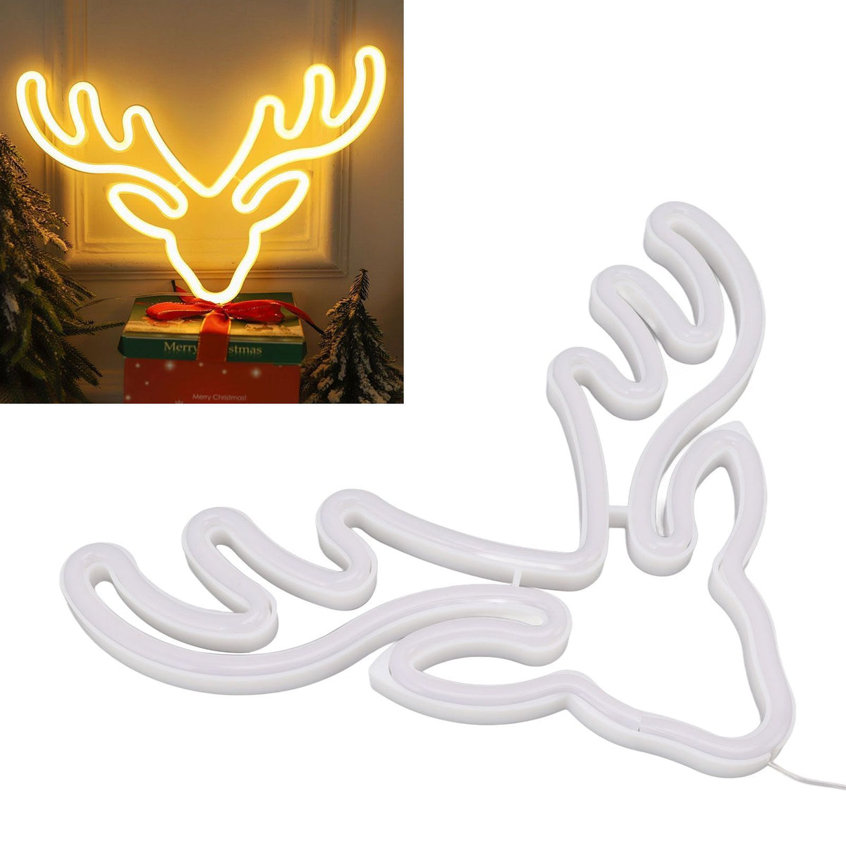 Neon Light LED Sign USB Battery Powered Christmas Holiday Bedroom Wall Decor Ornaments Warm Light