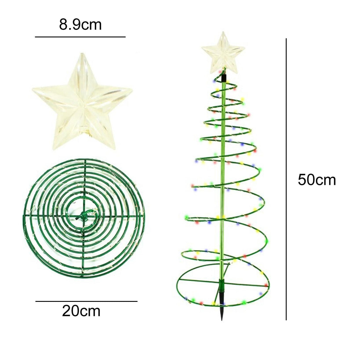 LED Christmas Tree Lights Christmas Tree Spiral String Lamps Xmas Decoration for Garden and Lawn