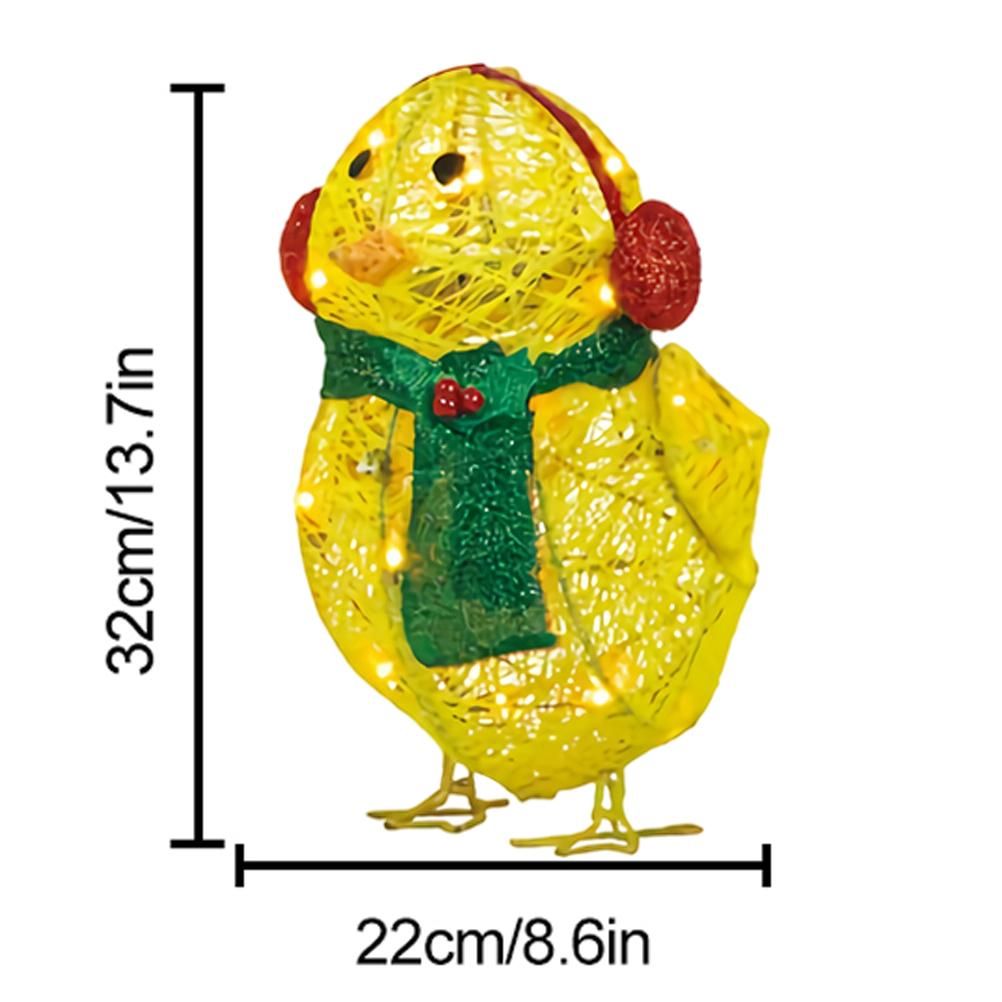 Chick with Scarf Decor Lights Yellow Chick Flat Garden Sculpture Chick Ornaments for Lawn Yard Christmas Holiday Decorations