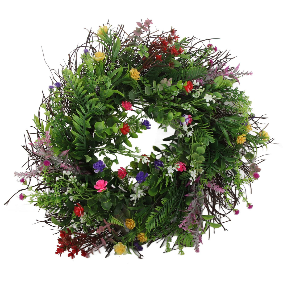 Spring Wildflowers Wreath for Front Door Dried Flower Artificial Wreath Hanging for Home Mall Wedding Decoration