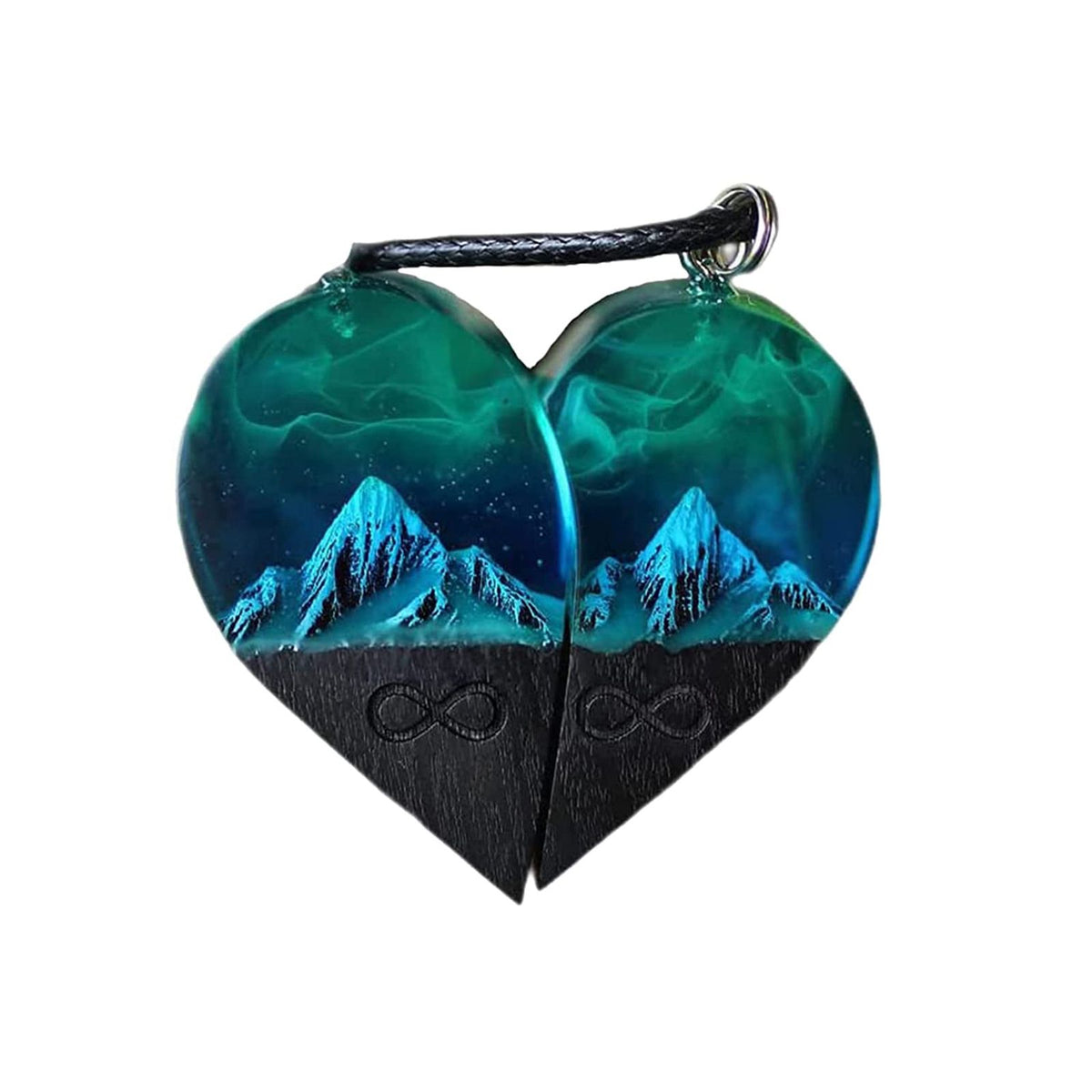 Wood Resin Paired Heart Pendants Cotton Ripe Great Gift Snowflakes Elegant Necklace