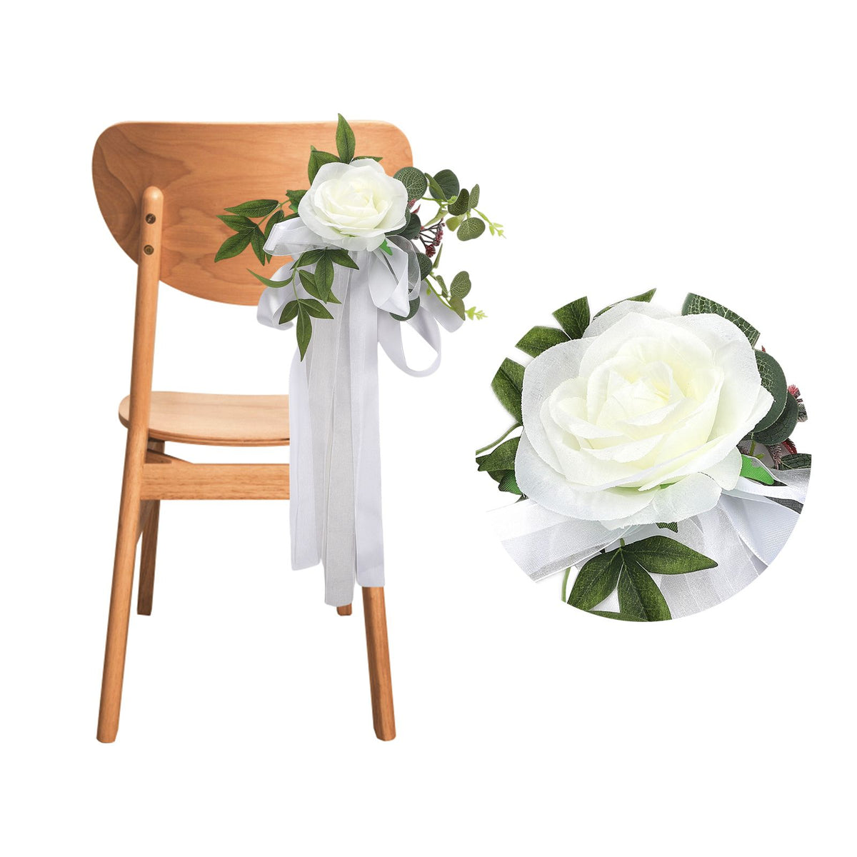 Mori Department Chair Back Flower Banquet Wedding Celebration Chair Decoration