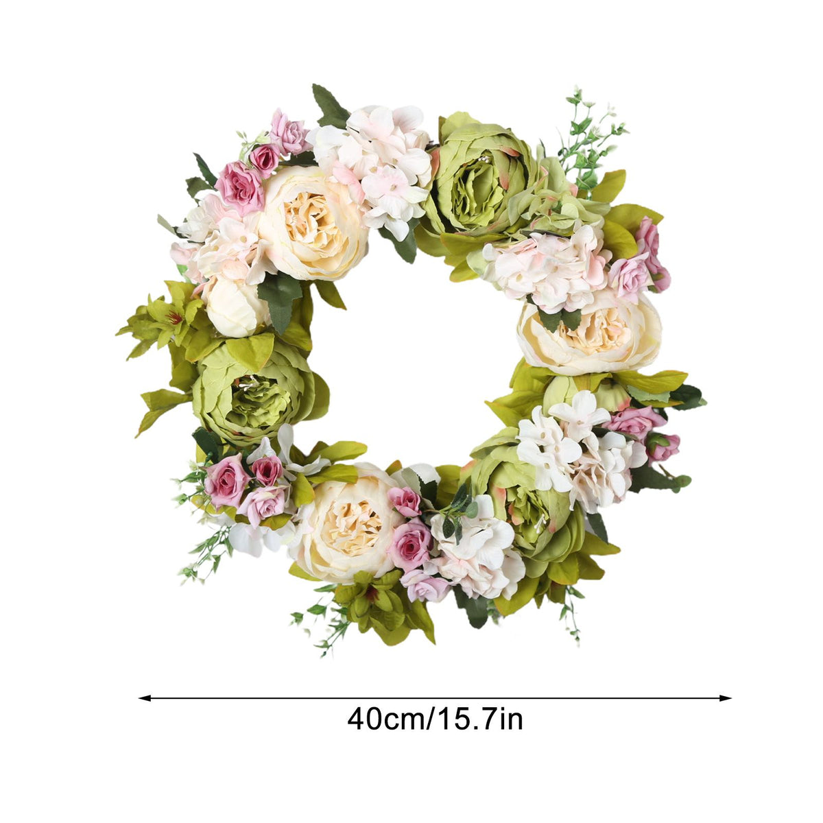 Christmas Wreath Handcraft Peony Wreath Artificial Spring Garland Wreath for Door Wall Wedding Party Home Decor