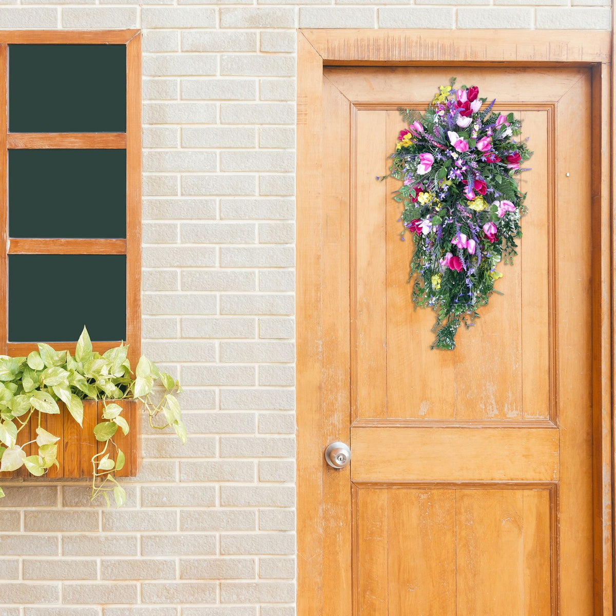 Artificial Flower Wreath Wreath with Lilacs Hyacinths Hydrangeas Spring Summer Floral Greenery Wreath A Small