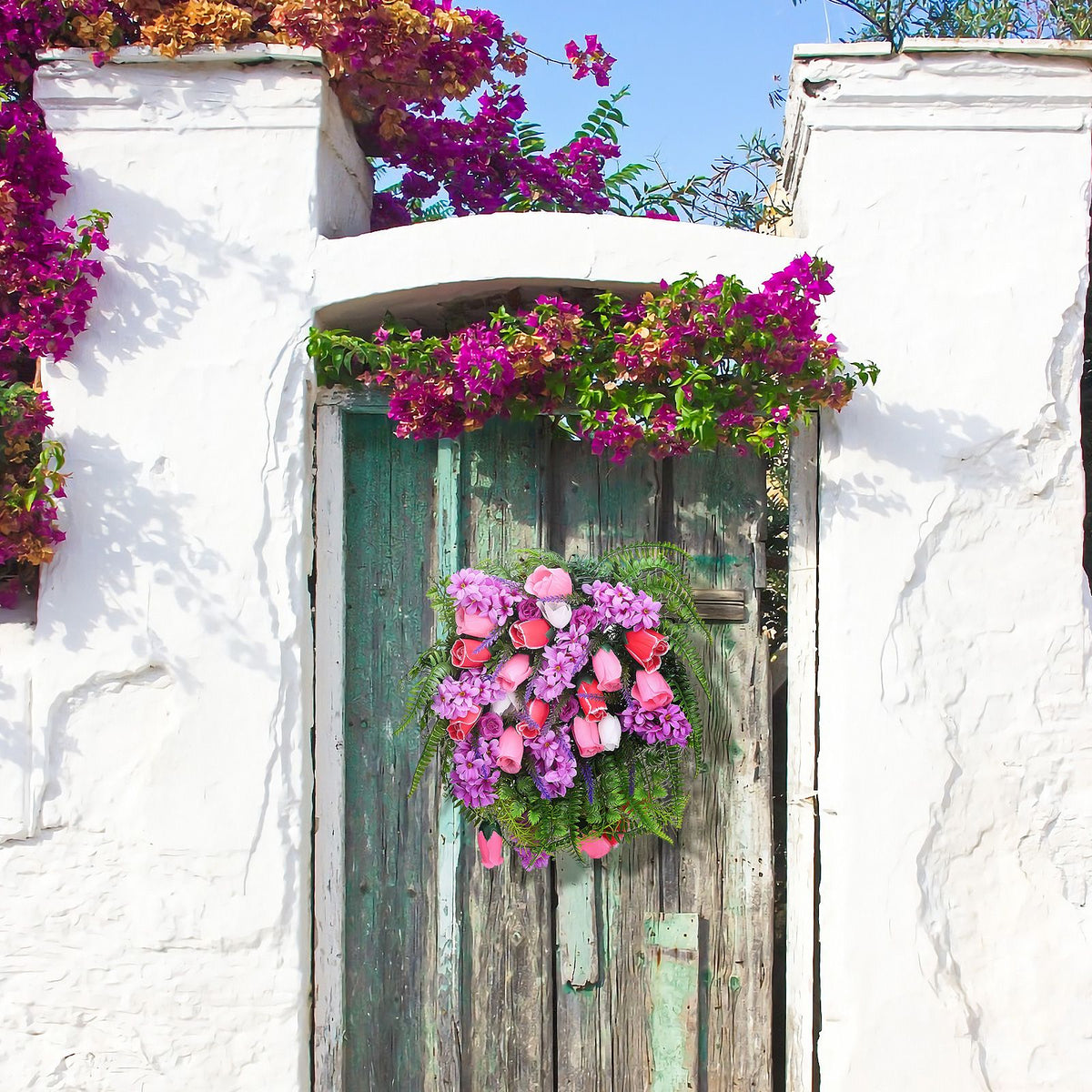 Artificial Flower Wreath Wreath with Lilacs Hyacinths Hydrangeas Spring Summer Floral Greenery Wreath A Small