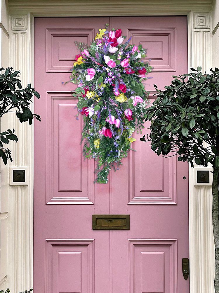 Artificial Flower Wreath Wreath with Lilacs Hyacinths Hydrangeas Spring Summer Floral Greenery Wreath A Small