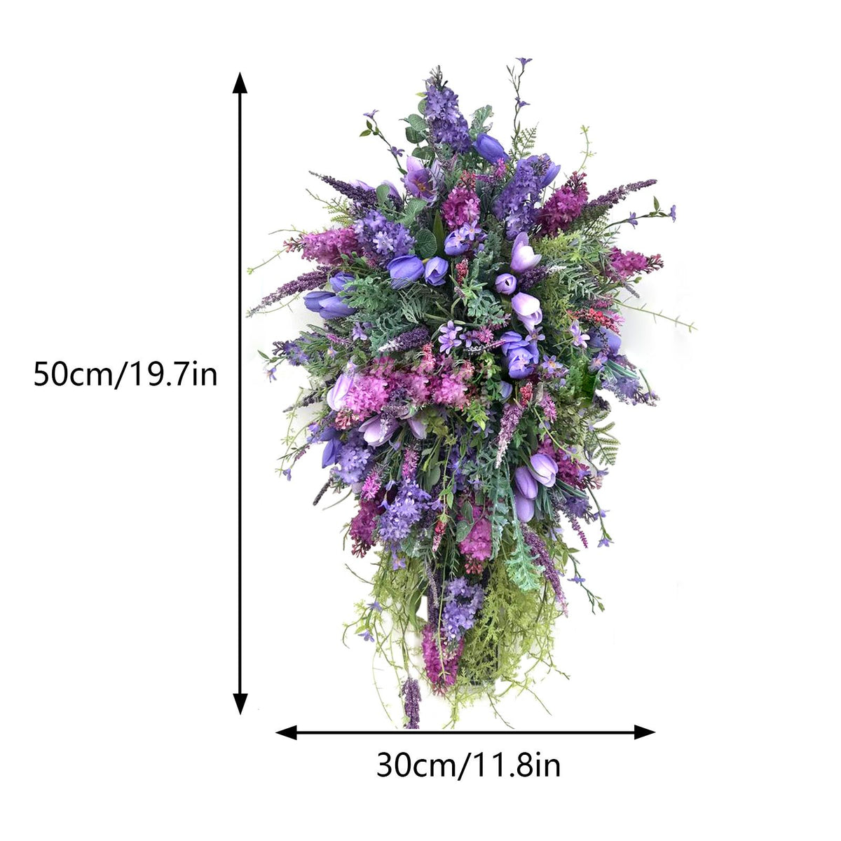 Artificial Flower Wreath Wreath with Lilacs Hyacinths Hydrangeas Spring Summer Floral Greenery Wreath B Large