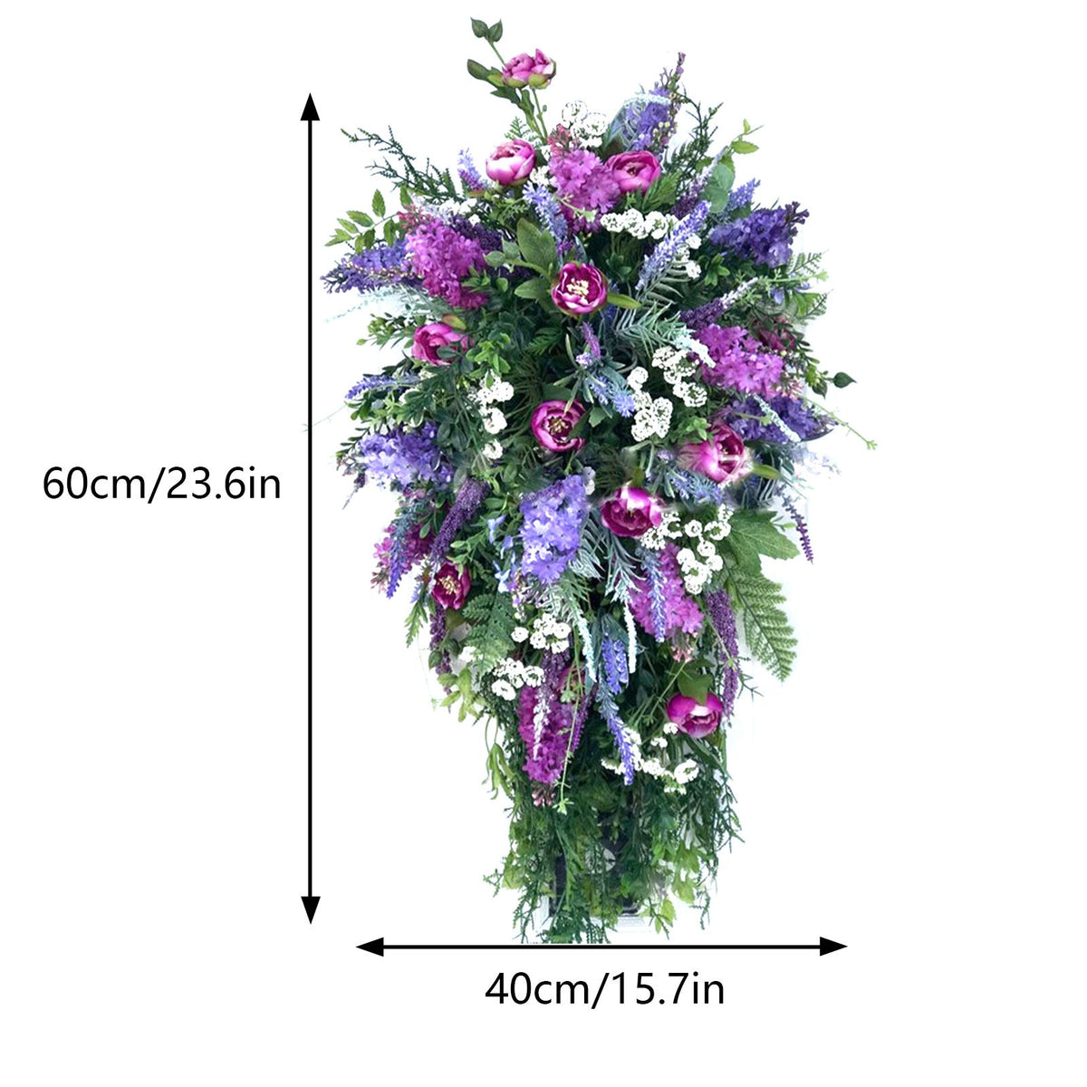 Artificial Flower Wreath Wreath with Lilacs Hyacinths Hydrangeas Spring Summer Floral Greenery Wreath B Large