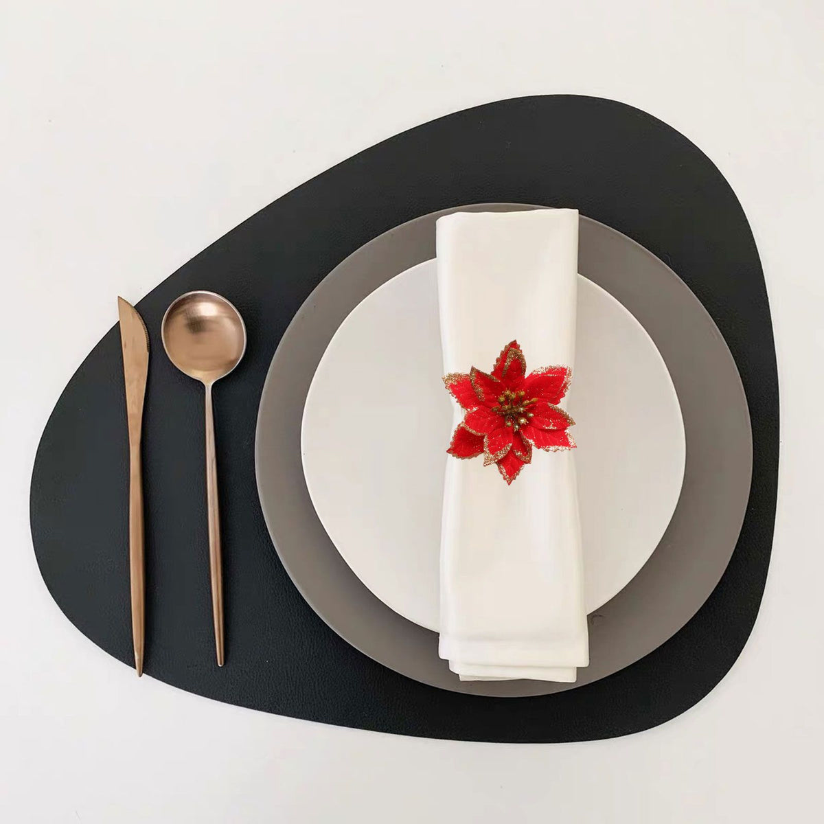 6PCS Napkin Set Red Elegant Christmas Flower Napkin for Birthday Party Wedding