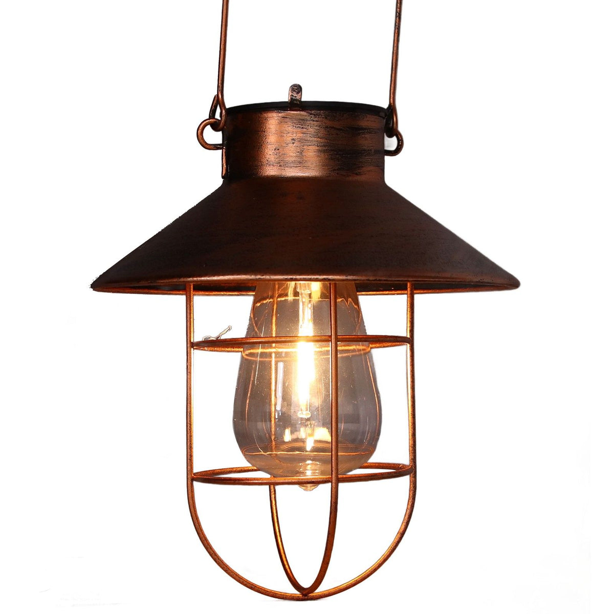 Solar Hanging Light Decorative Iron Frame LED Outdoor Retro Lantern for Garden Yard Porch