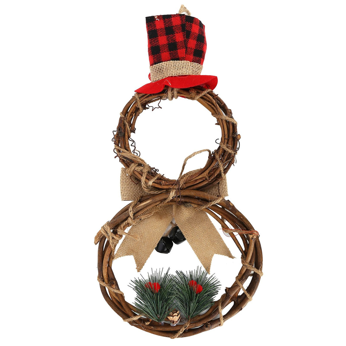 LED Christmas Snowman Wreath Christmas Door Decoration with Light for Home Decorations