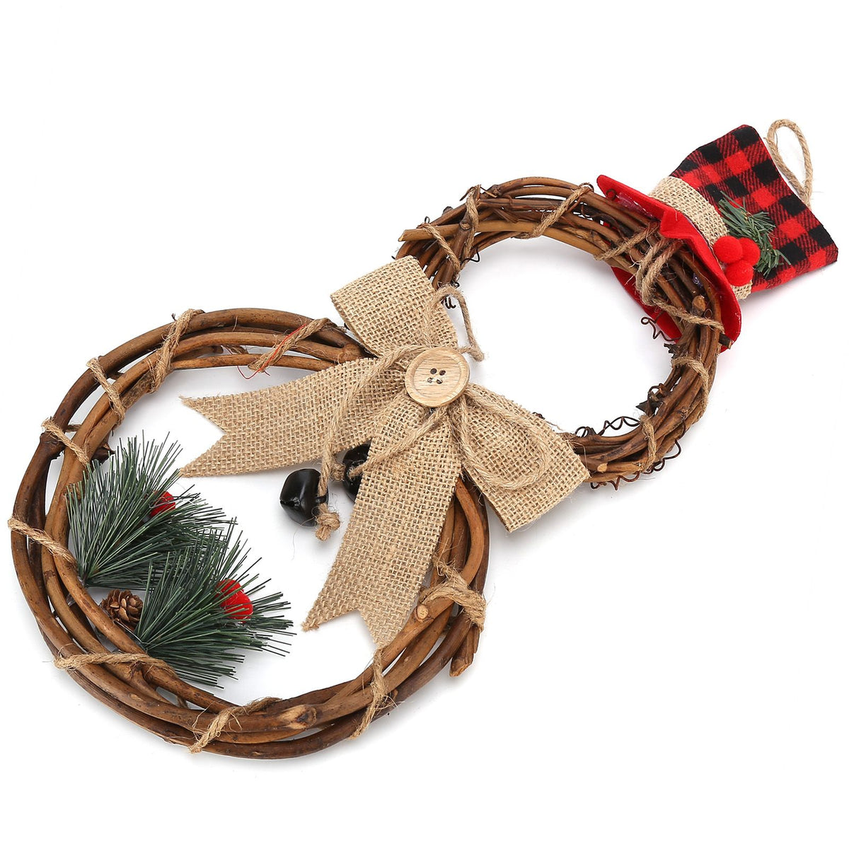 LED Christmas Snowman Wreath Christmas Door Decoration with Light for Home Decorations
