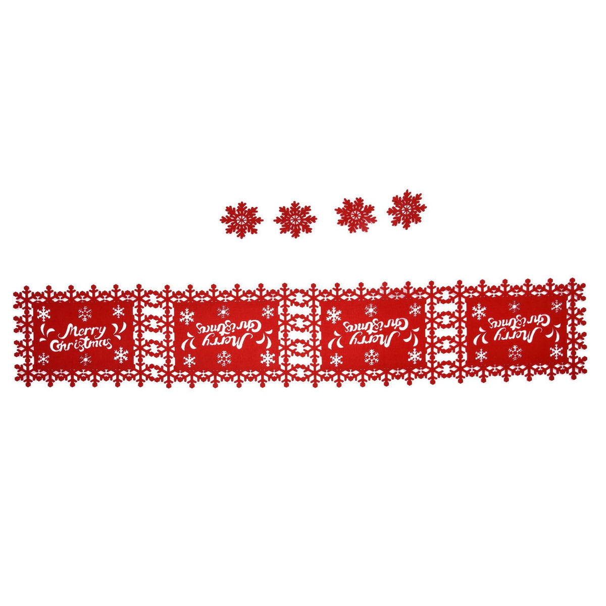 Christmas Table Runner Placemat Heat Protection Water Absorption Felt Table Runner Placemat(4 English Placemats 4 Coasters )