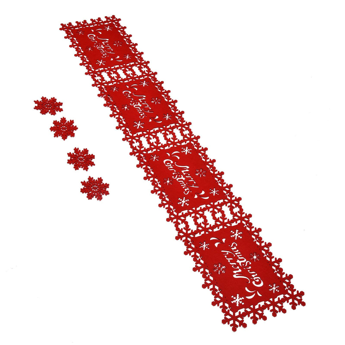 Christmas Table Runner Placemat Heat Protection Water Absorption Felt Table Runner Placemat(4 English Placemats 4 Coasters )