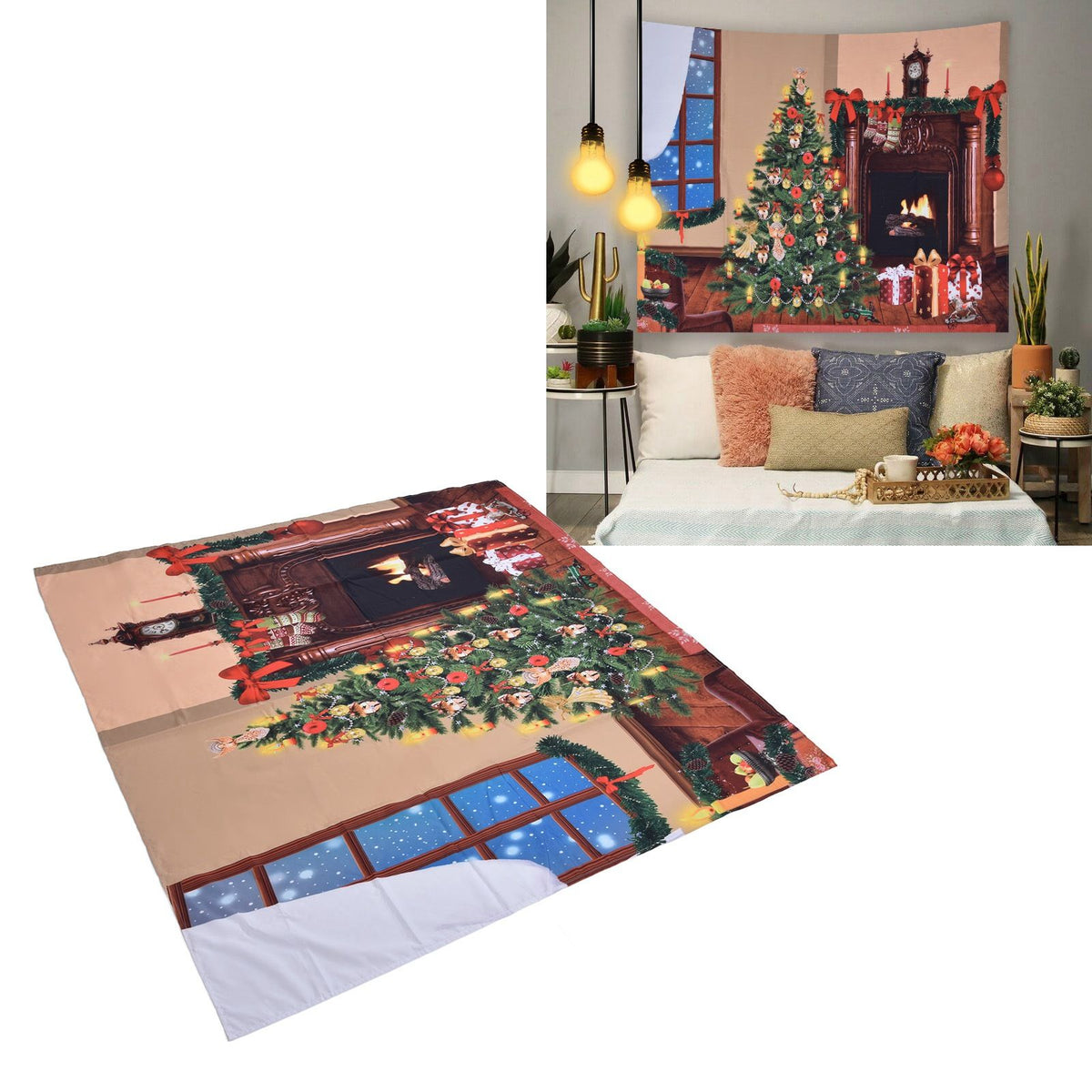 Christmas Tapestry Multi Purpose Exquisite Appearance Polyester Fiber Christmas Wall Tapestry230x180cm