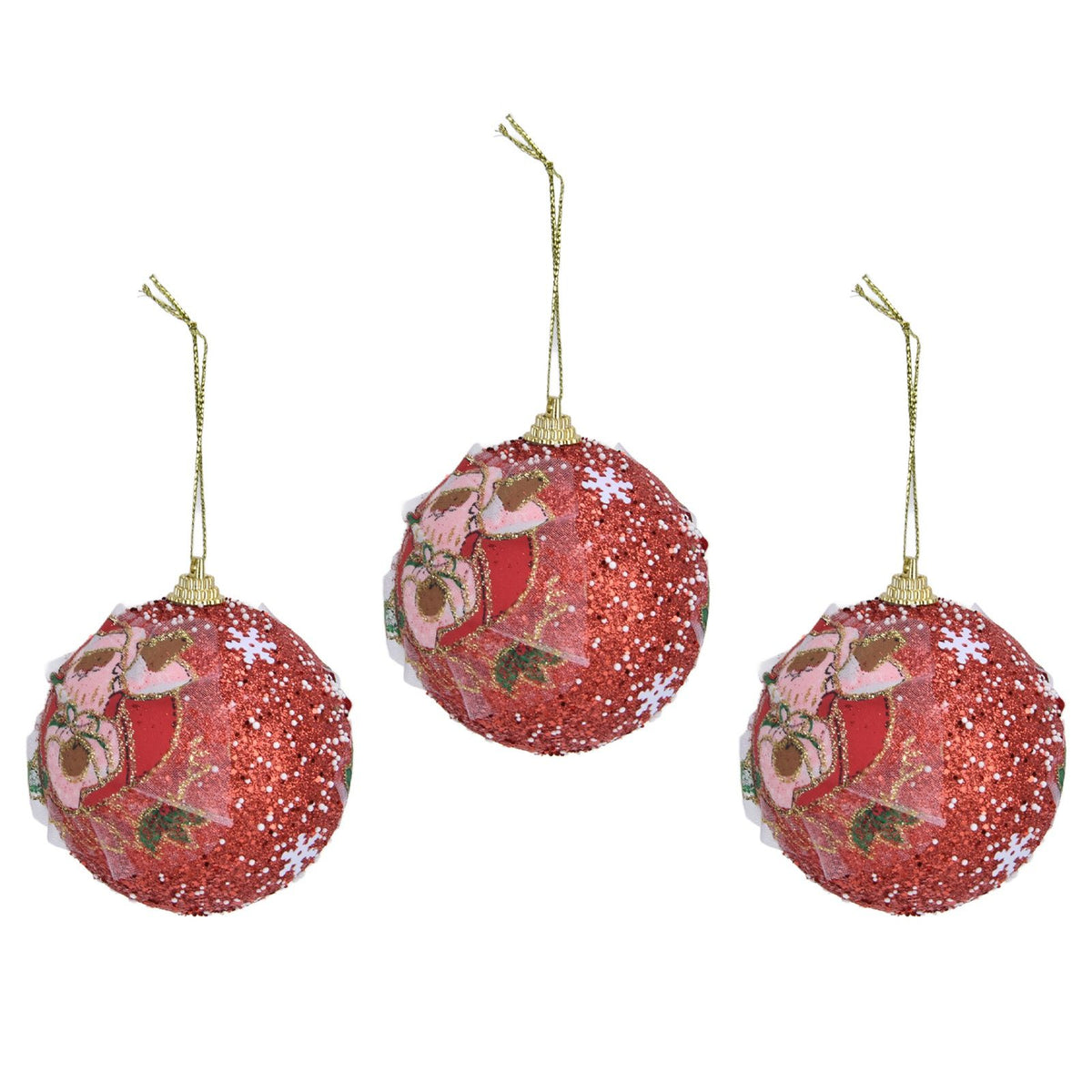 3PCS Christmas Ball Foam Hanging Christmas Tree Ornament for Festival Party DecorationRed