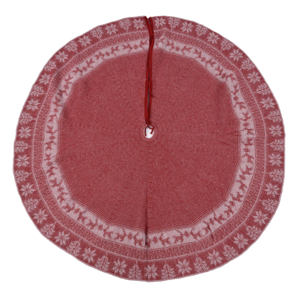 Knitted Christmas Tree Skirt Reusable Xmas Tree Stand Mat Floor Protector Home Party DecorationRed