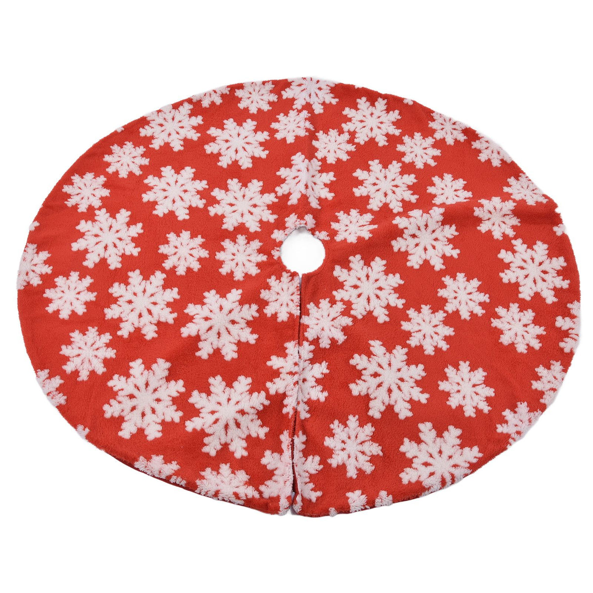 Christmas Tree Skirt White Snowflake Pattern Xmas Tree Mat for Holiday Party Decorations122cm/48.0in