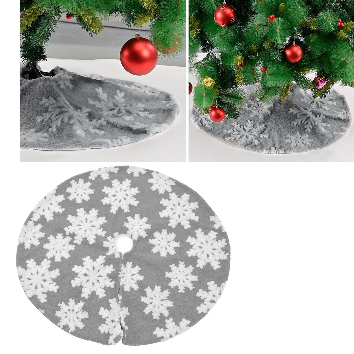 Christmas Tree Skirt Cute Snowflake Patterns Reused Beautiful Practical Christmas Tree Decorations for Decor Background78cm