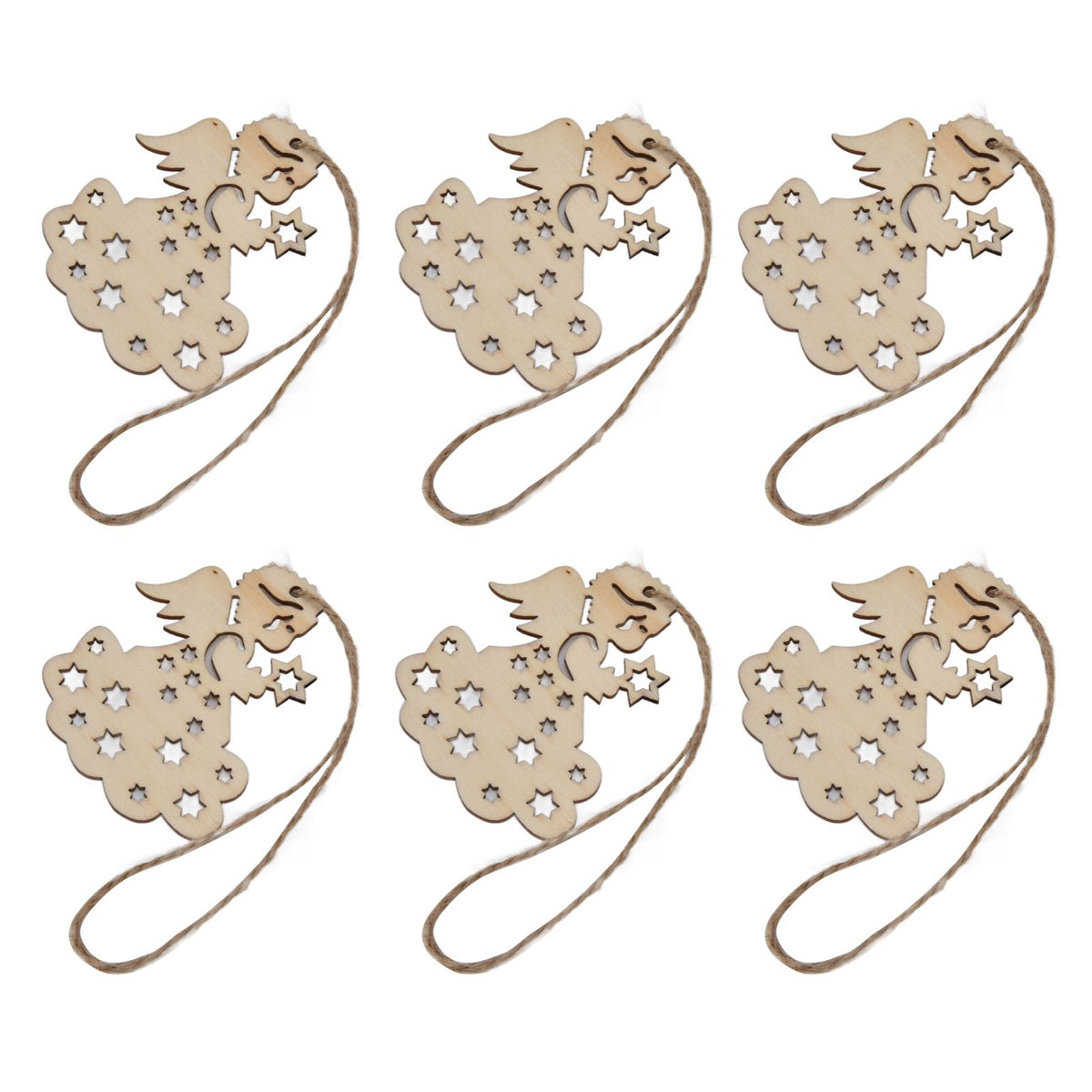 40pcs Christmas Tree Ornaments Wooden Hallow Cute Christmas Hangings with Lanyards for Christmas Tree Decoration Gift