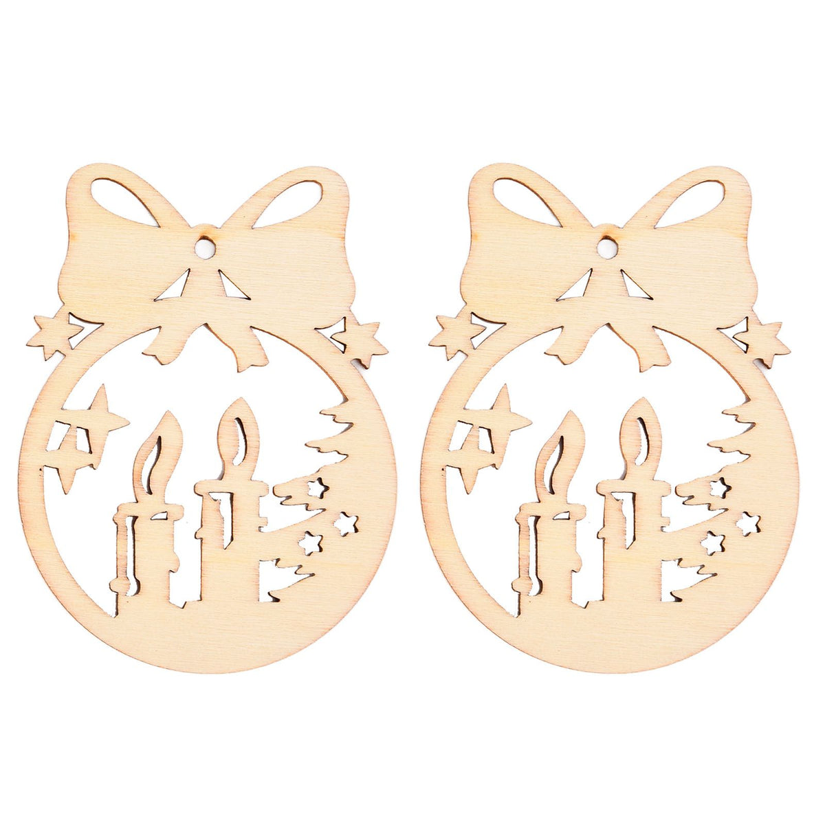 40Pcs Wooden Christmas Tree Decor Hanging Ornaments Set Hollow Wood Tree Pendant for Festival Party Celebration
