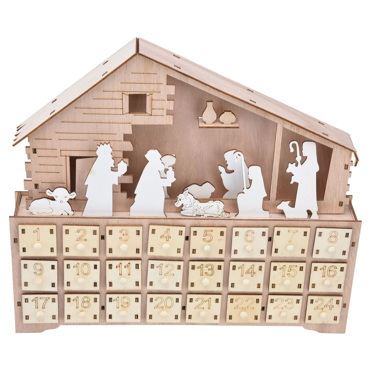 LED Light Calendar Wooden Desk Calendar Christmas Advent Calendar Ornament for Holiday Decoration