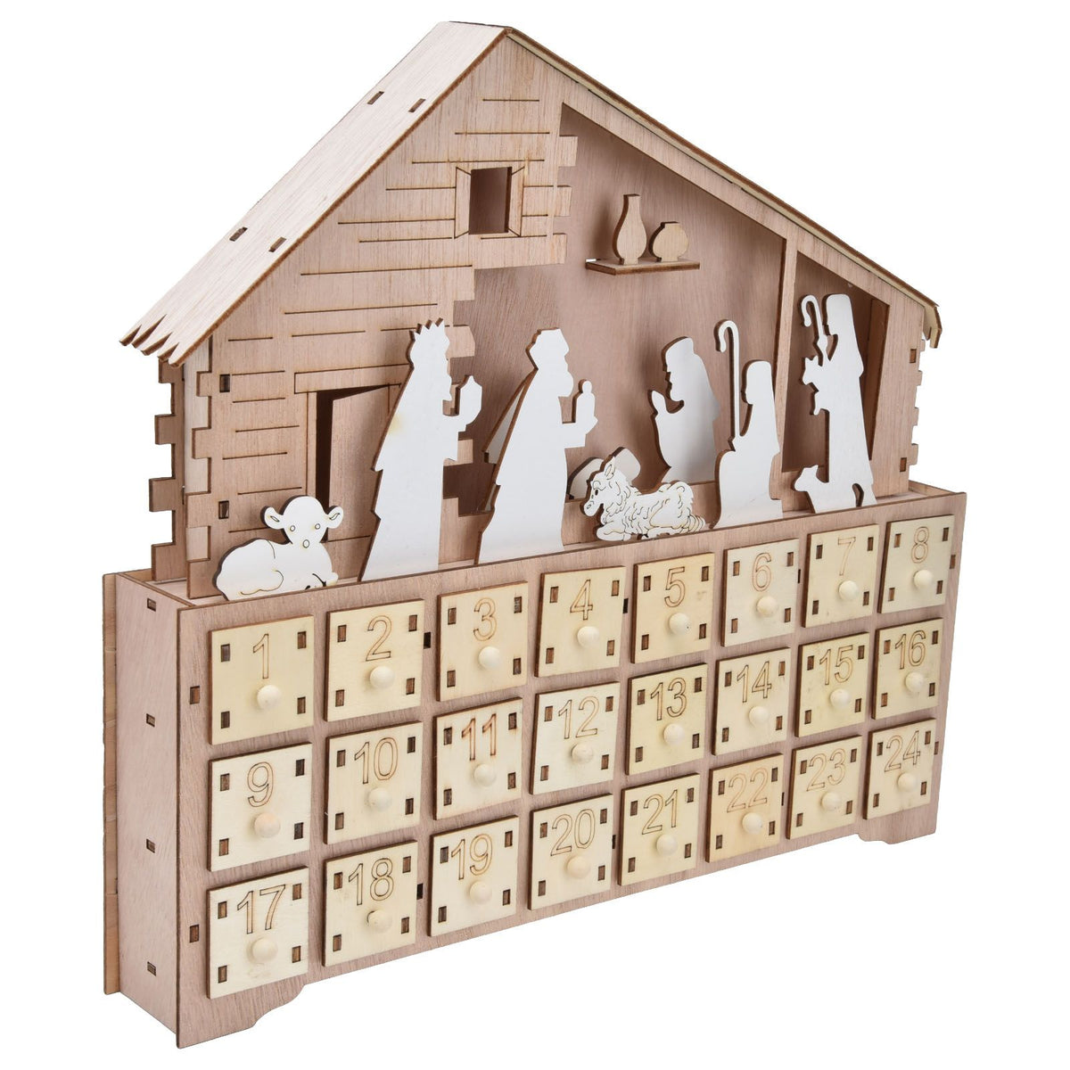 LED Light Calendar Wooden Desk Calendar Christmas Advent Calendar Ornament for Holiday Decoration