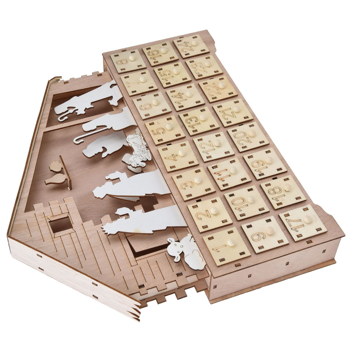 LED Light Calendar Wooden Desk Calendar Christmas Advent Calendar Ornament for Holiday Decoration