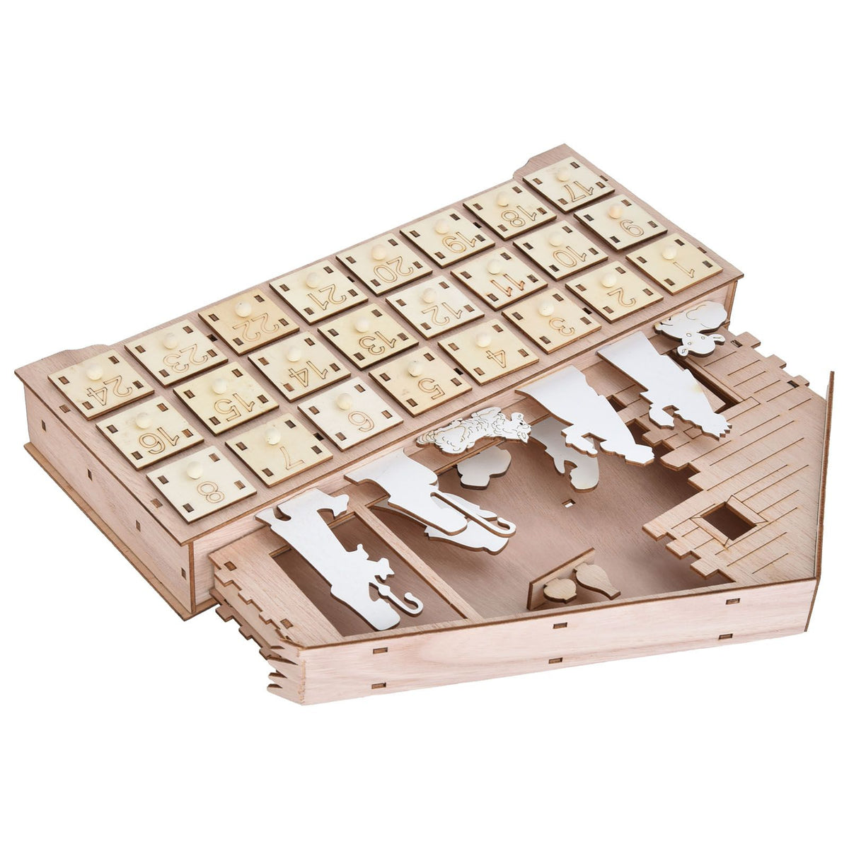 LED Light Calendar Wooden Desk Calendar Christmas Advent Calendar Ornament for Holiday Decoration