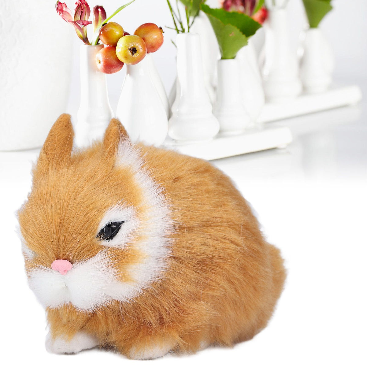Miniature Plush Rabbits Plastic Plush Material Soft Comfortable Durable Rabbits Stuffed Doll for Table DecorationOrange