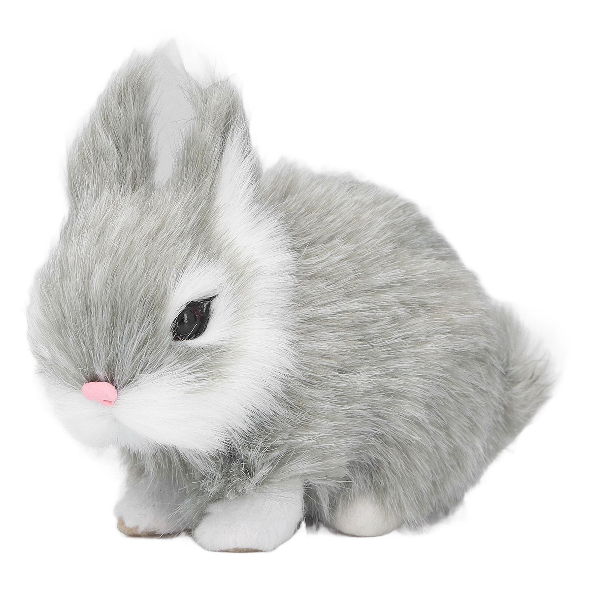 Miniature Plush Rabbits Plastic Plush Material Soft Comfortable Durable Rabbits Stuffed Doll for Table DecorationGrey