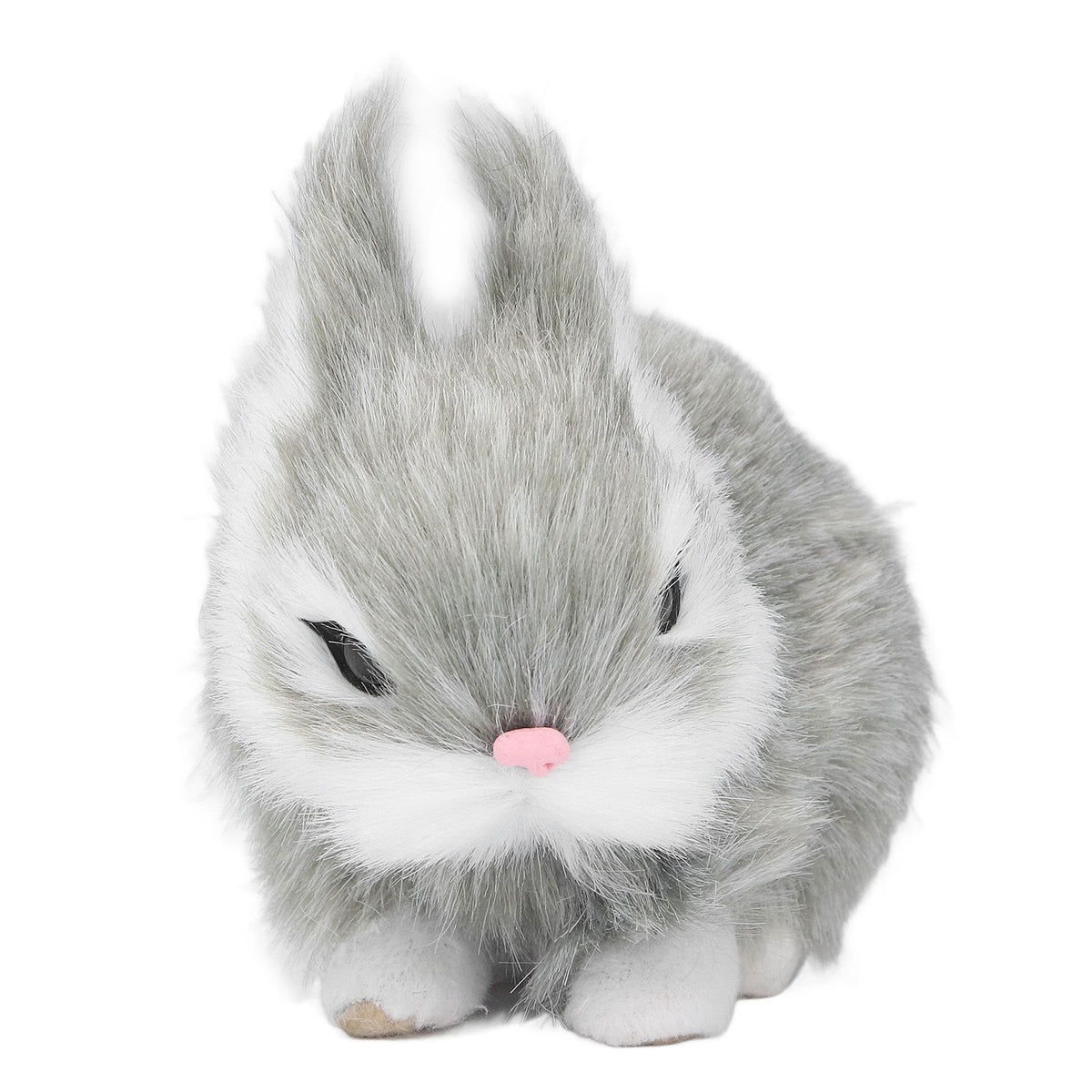 Miniature Plush Rabbits Plastic Plush Material Soft Comfortable Durable Rabbits Stuffed Doll for Table DecorationGrey