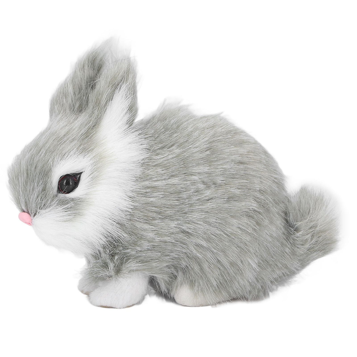 Miniature Plush Rabbits Plastic Plush Material Soft Comfortable Durable Rabbits Stuffed Doll for Table DecorationGrey