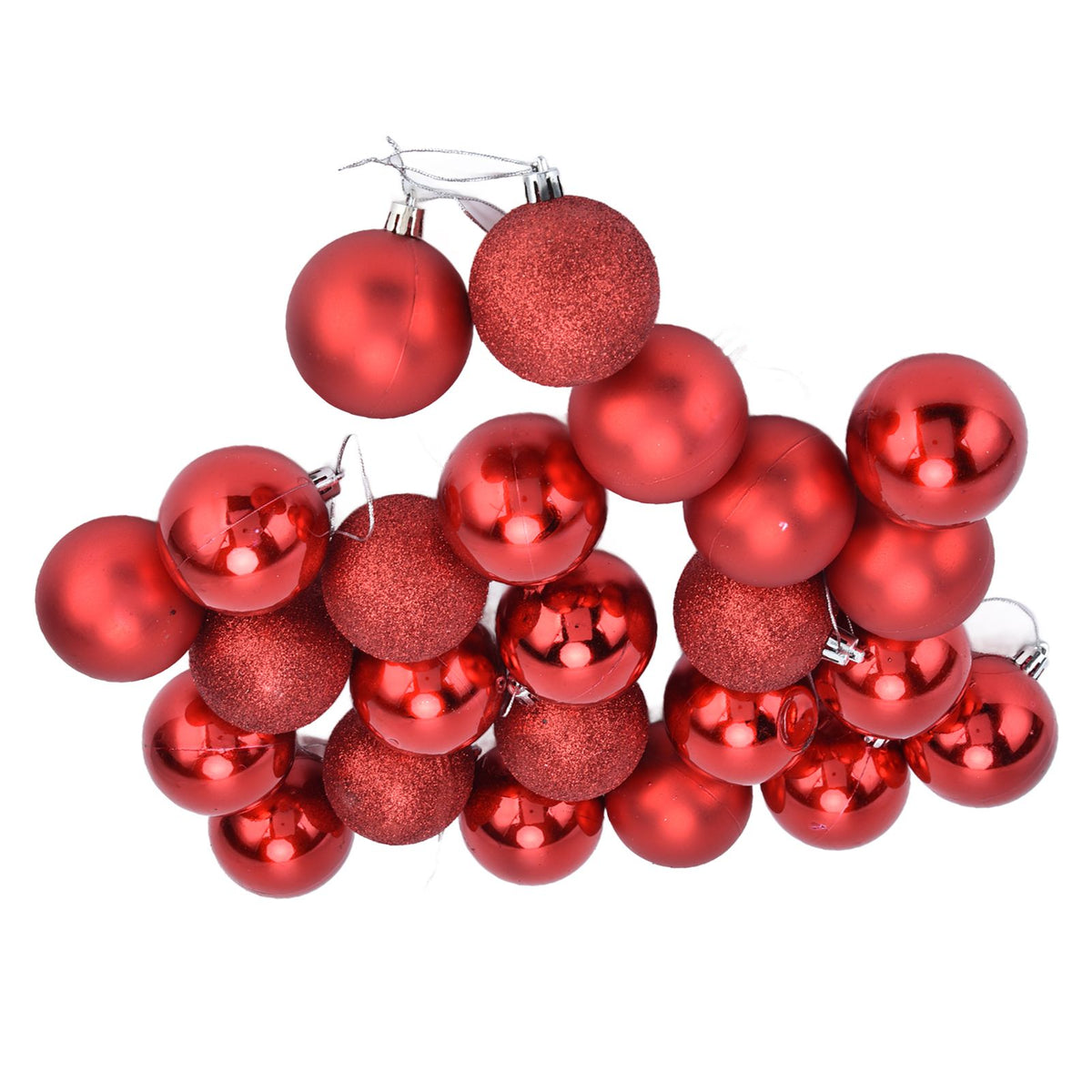 24Pcs Christmas Tree Ball 6cm Glittering Decoration Ornament for Home Party OfficeRed