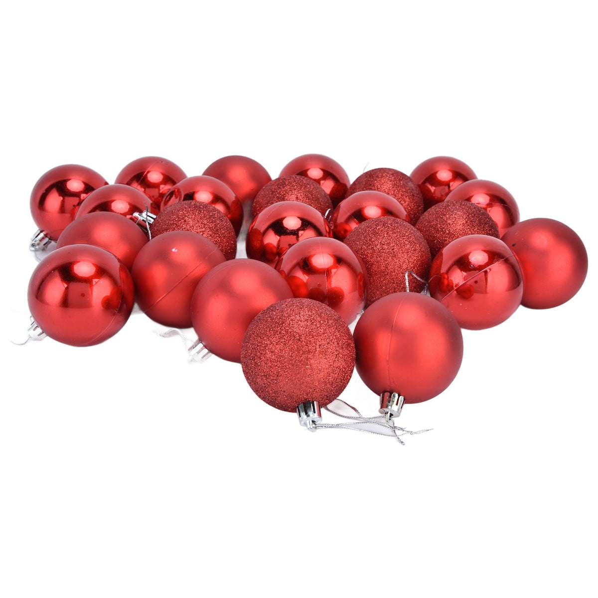 24Pcs Christmas Tree Ball 6cm Glittering Decoration Ornament for Home Party OfficeRed