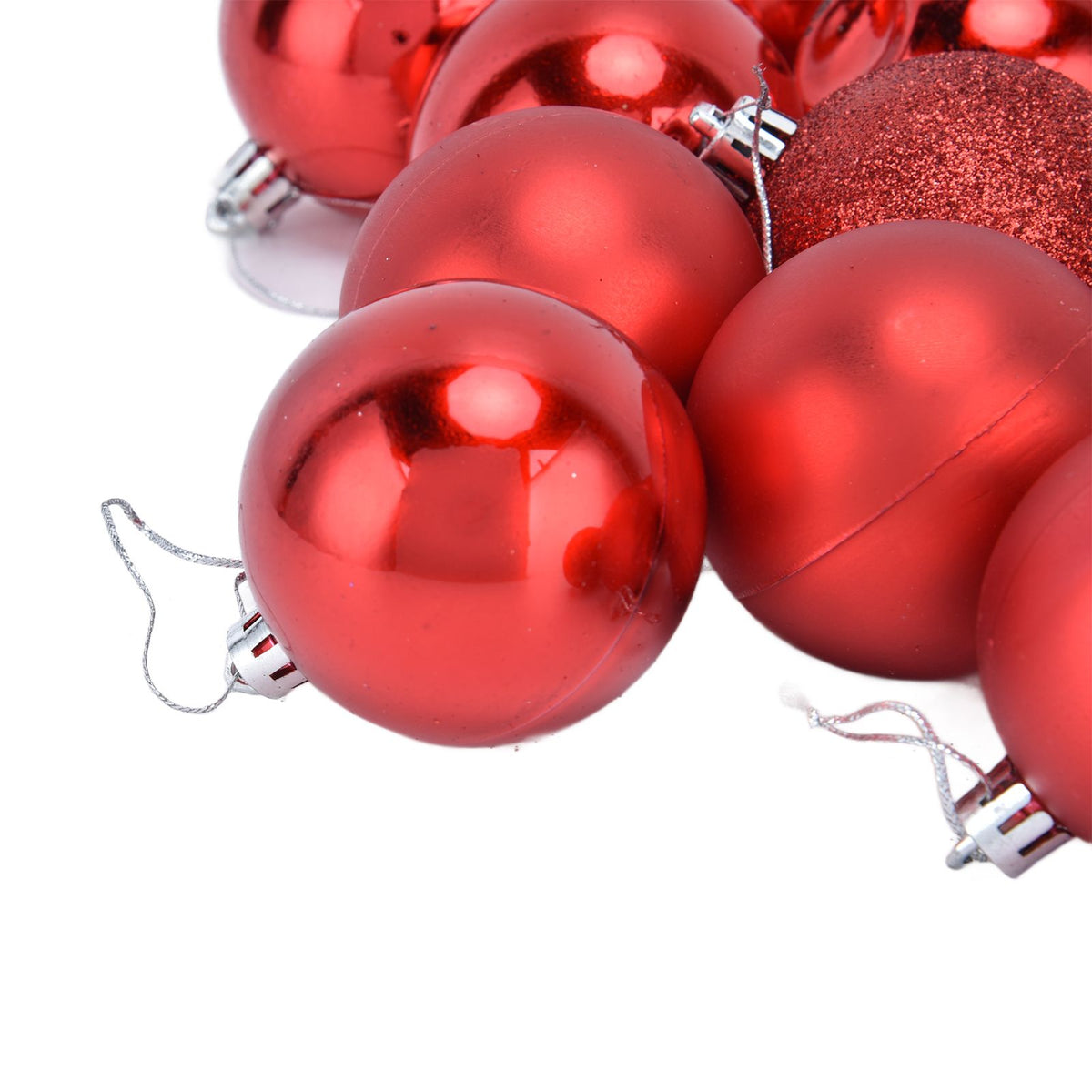 24Pcs Christmas Tree Ball 6cm Glittering Decoration Ornament for Home Party OfficeRed