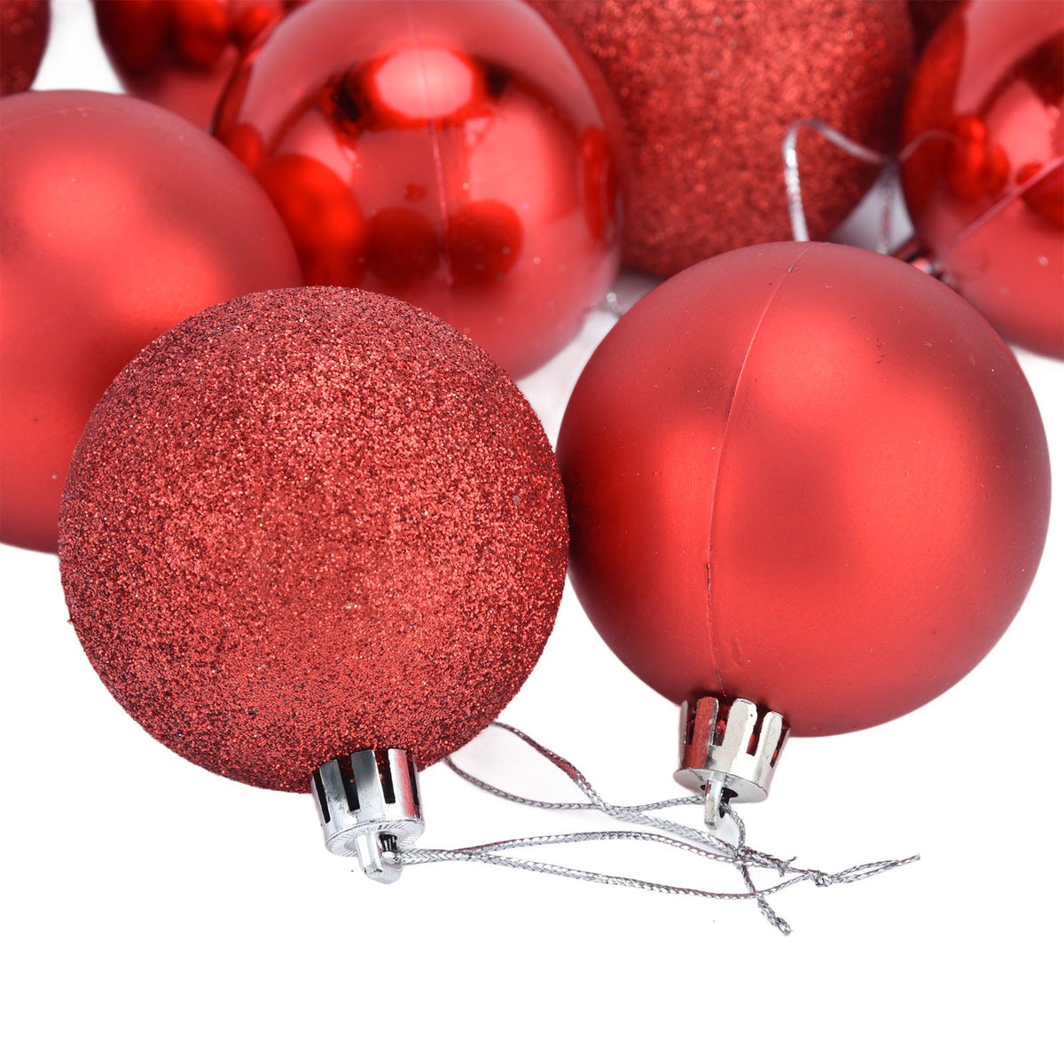 24Pcs Christmas Tree Ball 6cm Glittering Decoration Ornament for Home Party OfficeRed