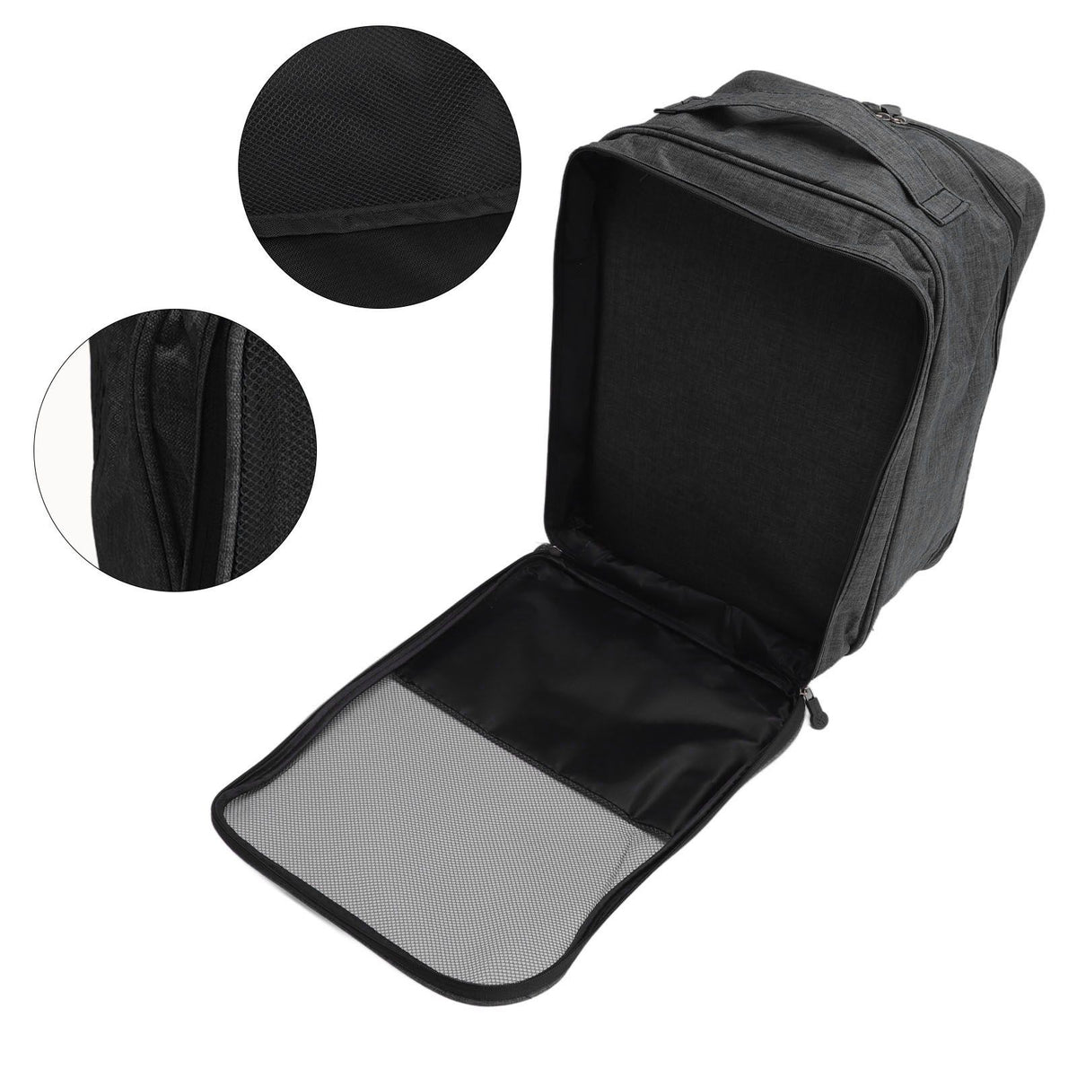 3 Layers Travel Shoe Bag Holds 3 Pair of Shoes Waterproof Portable Shoe Storage Bag for Travel Camping Daily Use Black