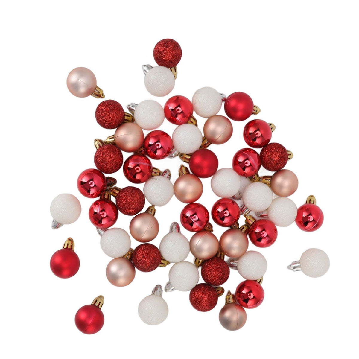 49pcs Mini Christmas Ball Ornaments Shatterproof Shiny Colorful Christmas Ball for Holiday Wedding Party Decoration Red White Pink