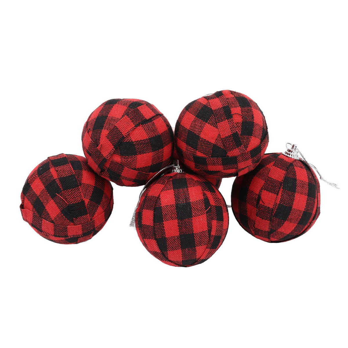6Pcs 70mm 2.76 Inch Christmas Ornaments Balls Christmas Tree Decoration Balls New Year's Decor Red and Black Check