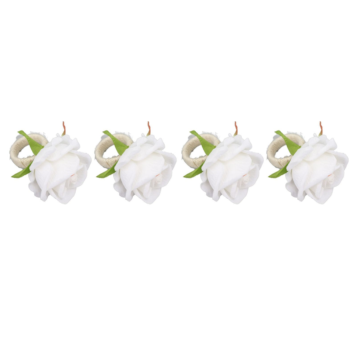 4PCS Rose Napkin Ring Simulated Plastic Reusable Vine Design Napkin Holder Ring for Restaurant White