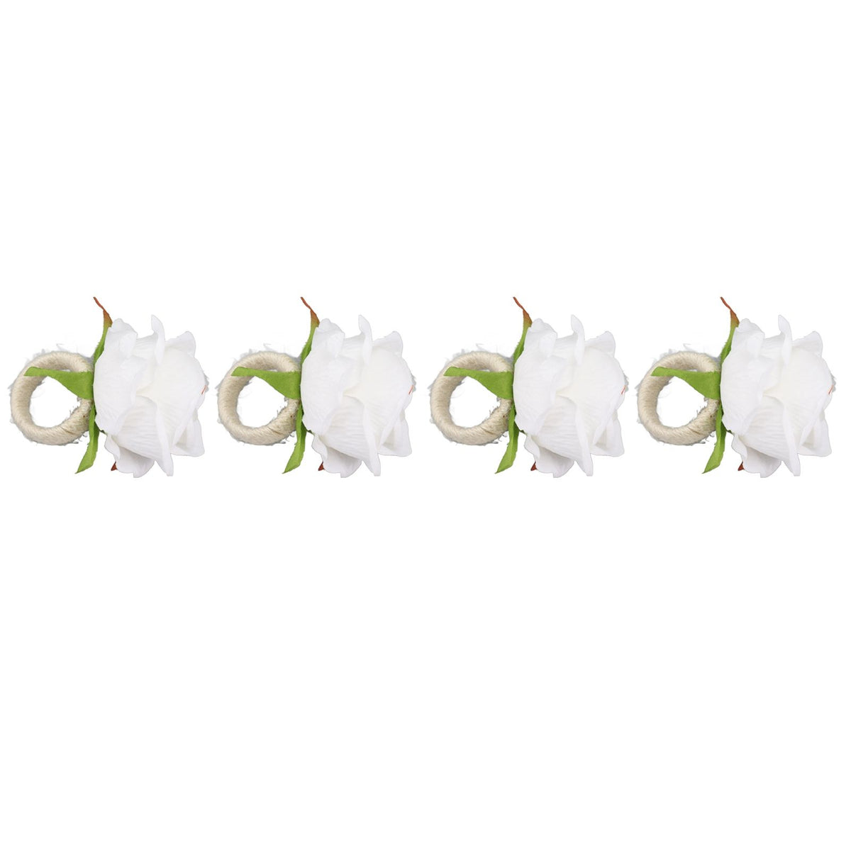4PCS Rose Napkin Ring Simulated Plastic Reusable Vine Design Napkin Holder Ring for Restaurant White