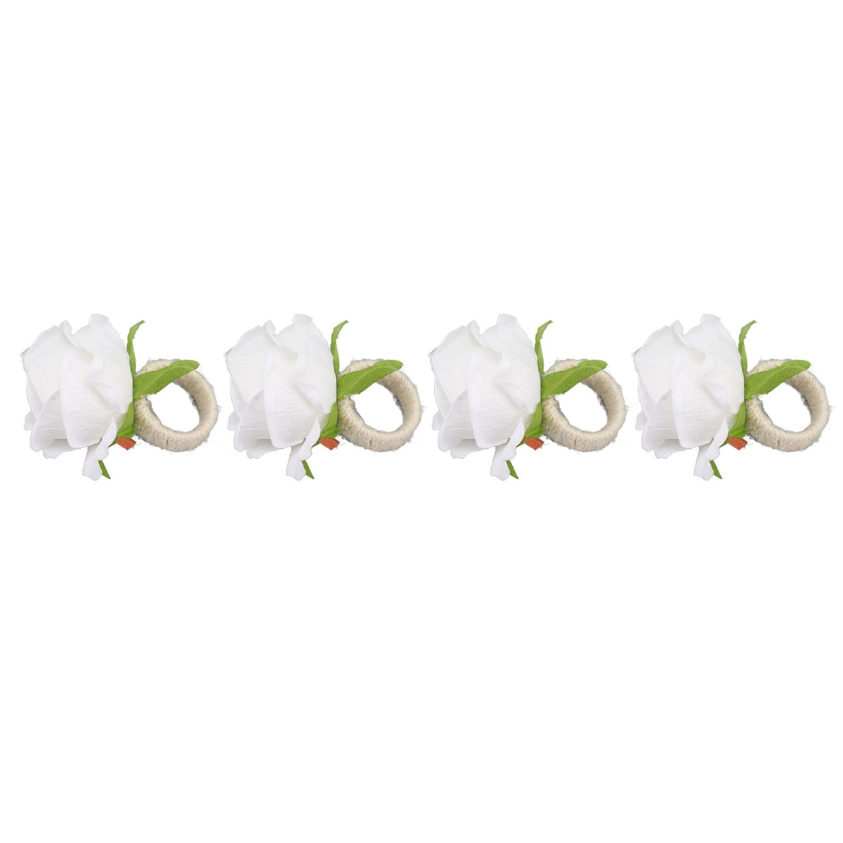 4PCS Rose Napkin Ring Simulated Plastic Reusable Vine Design Napkin Holder Ring for Restaurant White
