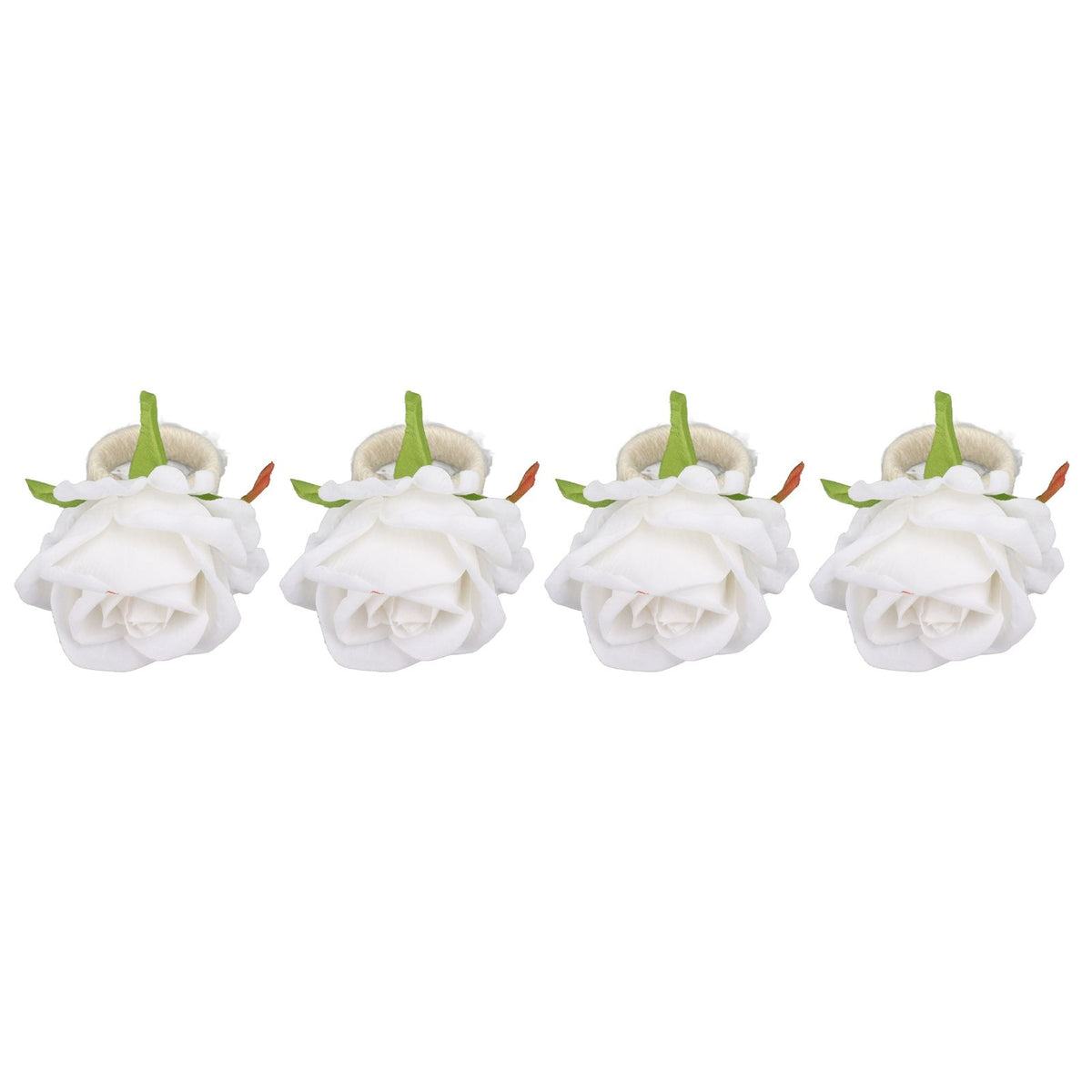 4PCS Rose Napkin Ring Simulated Plastic Reusable Vine Design Napkin Holder Ring for Restaurant White