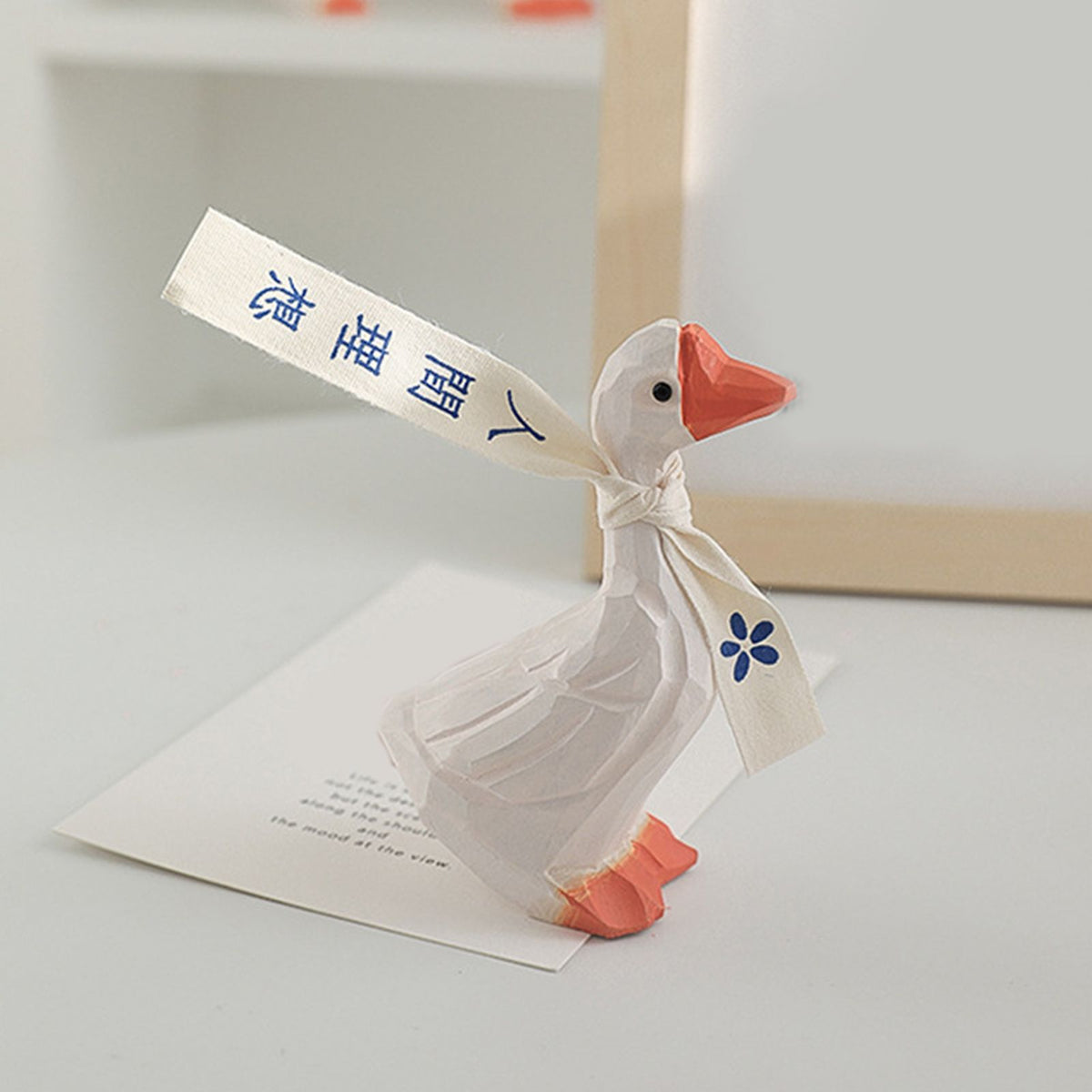 White Duck Ornaments Gypsum Lifelike Duck Figurine Decoration for Home Shooting Props