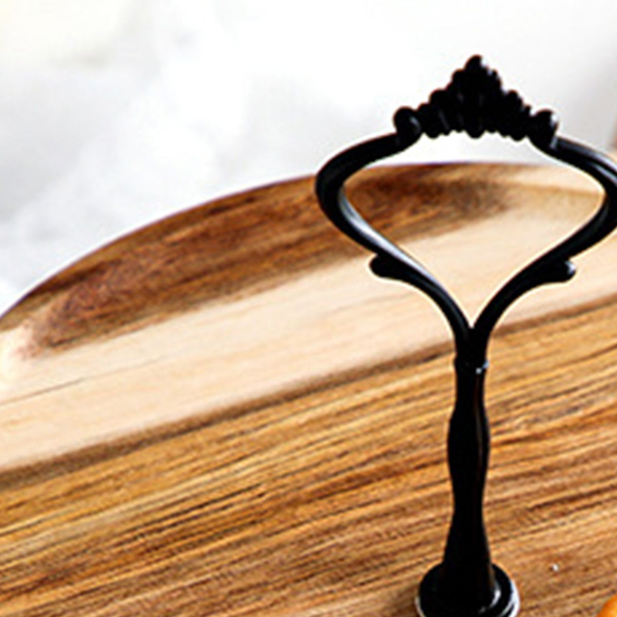 Wood Dessert Stand Rack Environmental Simple Vintage Wooden Dessert Display Tray Stand for Dessert Fruit Cake Snack Black Crown 2 Layers, Small