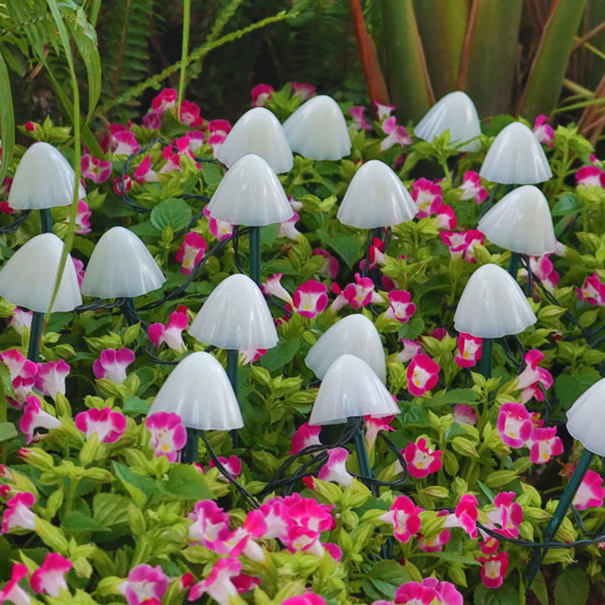 Mini Mushroom Solar Lights 8 Modes LED Waterproof String Pathway Outdoor Decoration for Garden Backyard Lawn Party 5meter 20 Beads Warm White